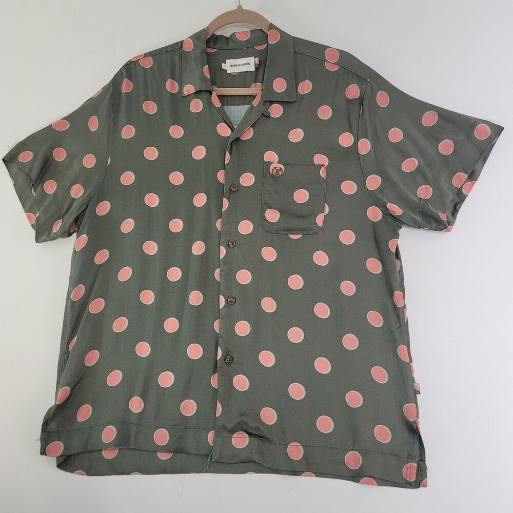 Honor The Gift Russell Westbrook Polka Dot Camp Shirt Mens Large Pink Olive